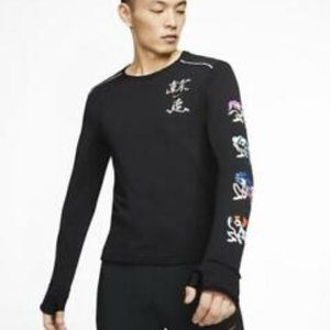 NIKE TOKYO CREW SWEAT Sz XL Running CT2842-010 Black Therma Men’s Long S…
